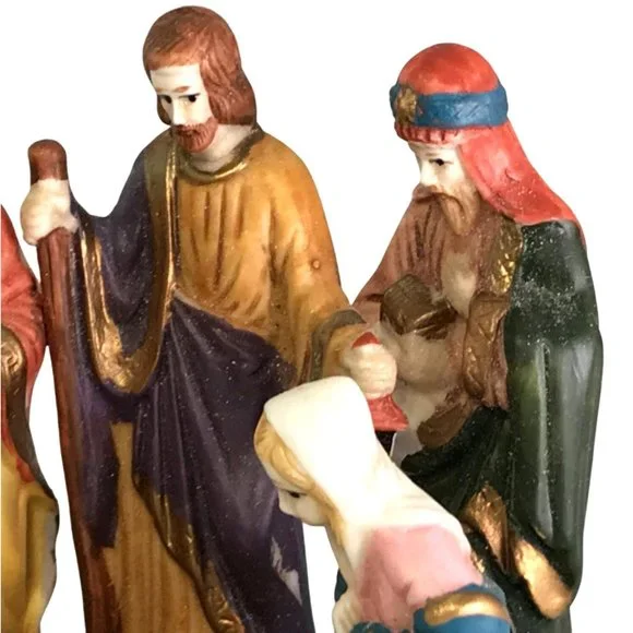Porcelain Multicolor Nativity Scene 4” Republic Import Co Christmas Collection - Picture 5 of 10